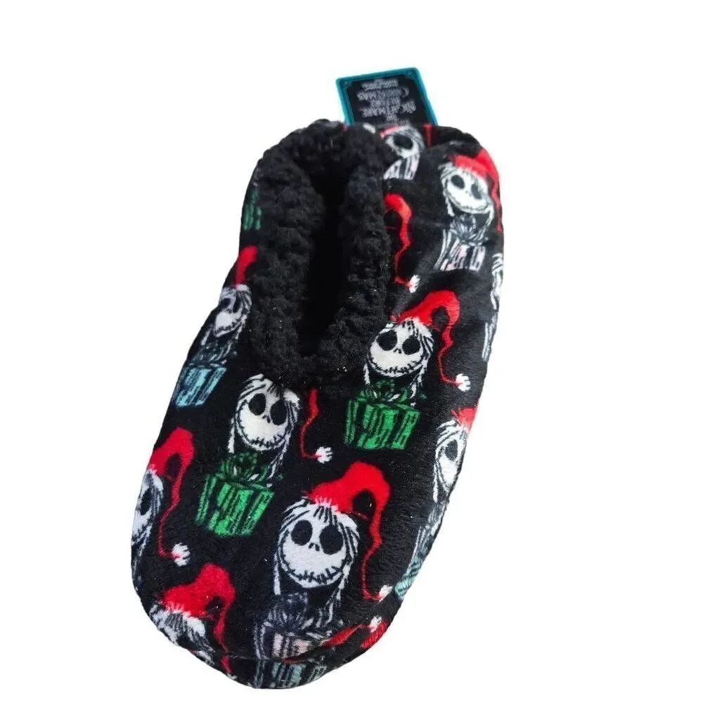 Nightmare Before Christmas Slippers Disney Woman's Size 7-9.5 Fuzzy Baba Sherpa